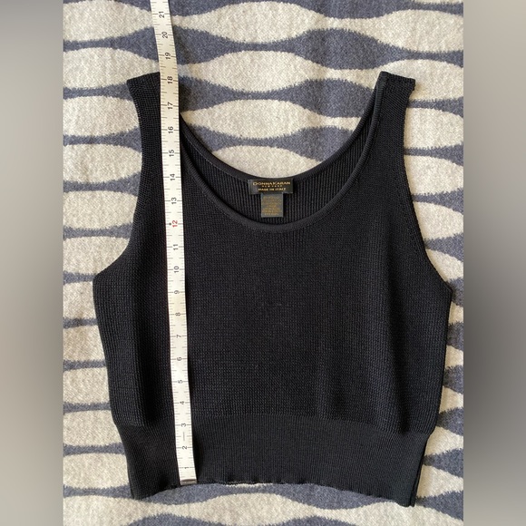 VTG Donna Karan New York Black Knit Cropped Vest Top Size M - Picture 5 of 9